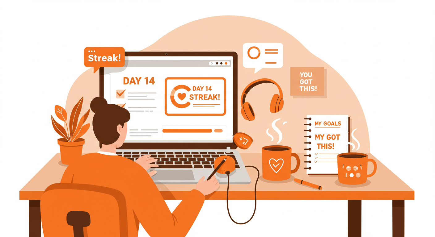 Motivational online learning setup