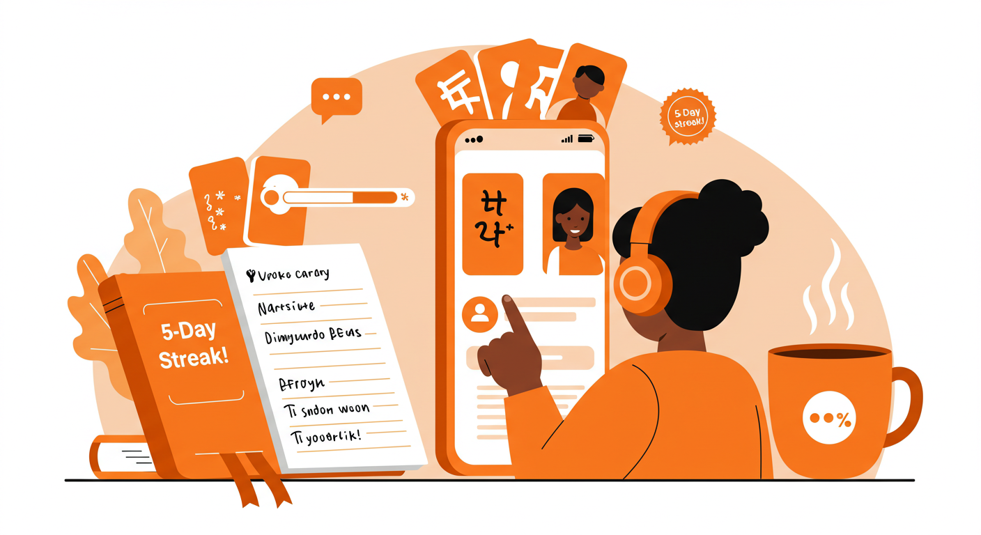 Student learning new language online