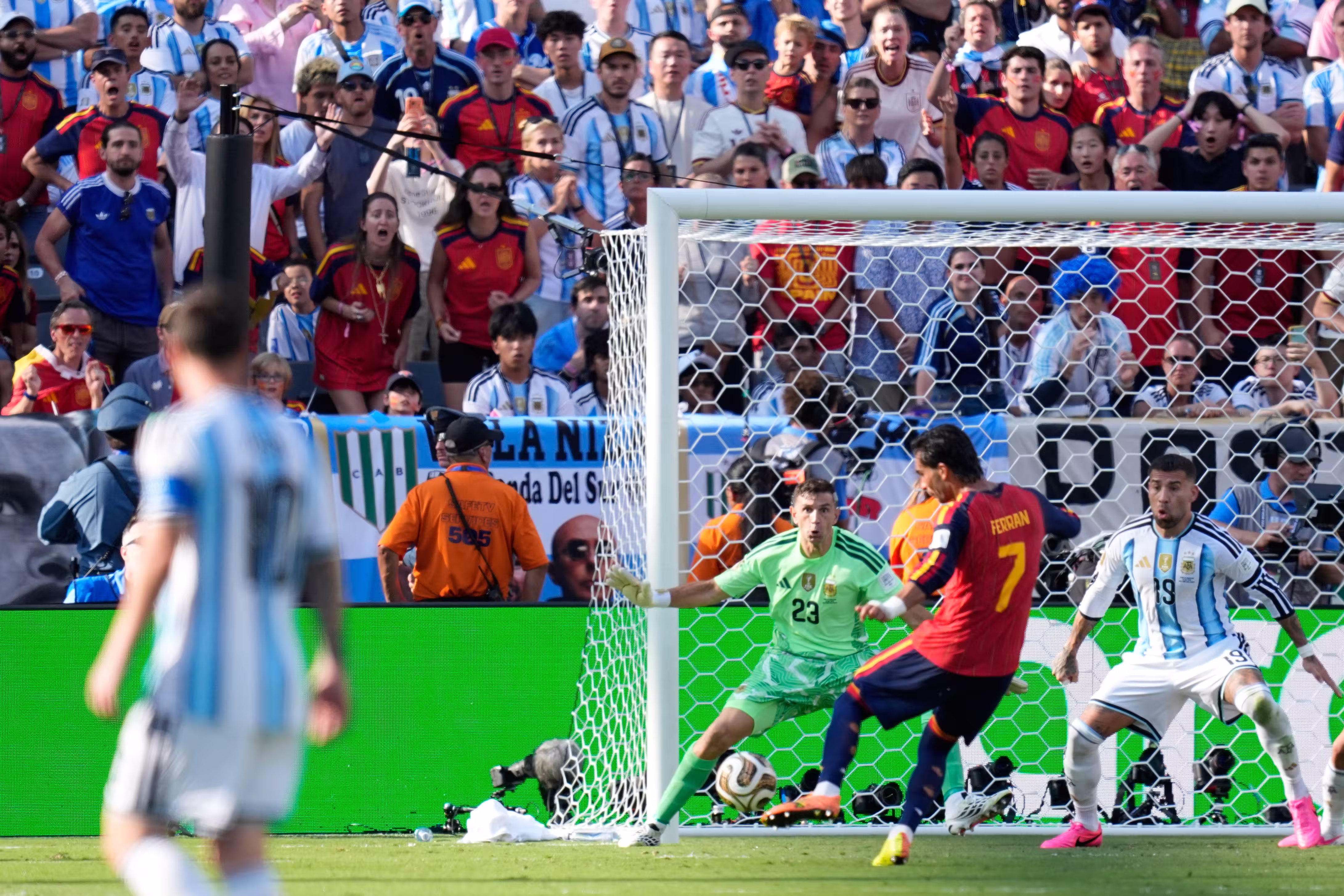 Player scoring the winning goal in extra time during the World Cup Final