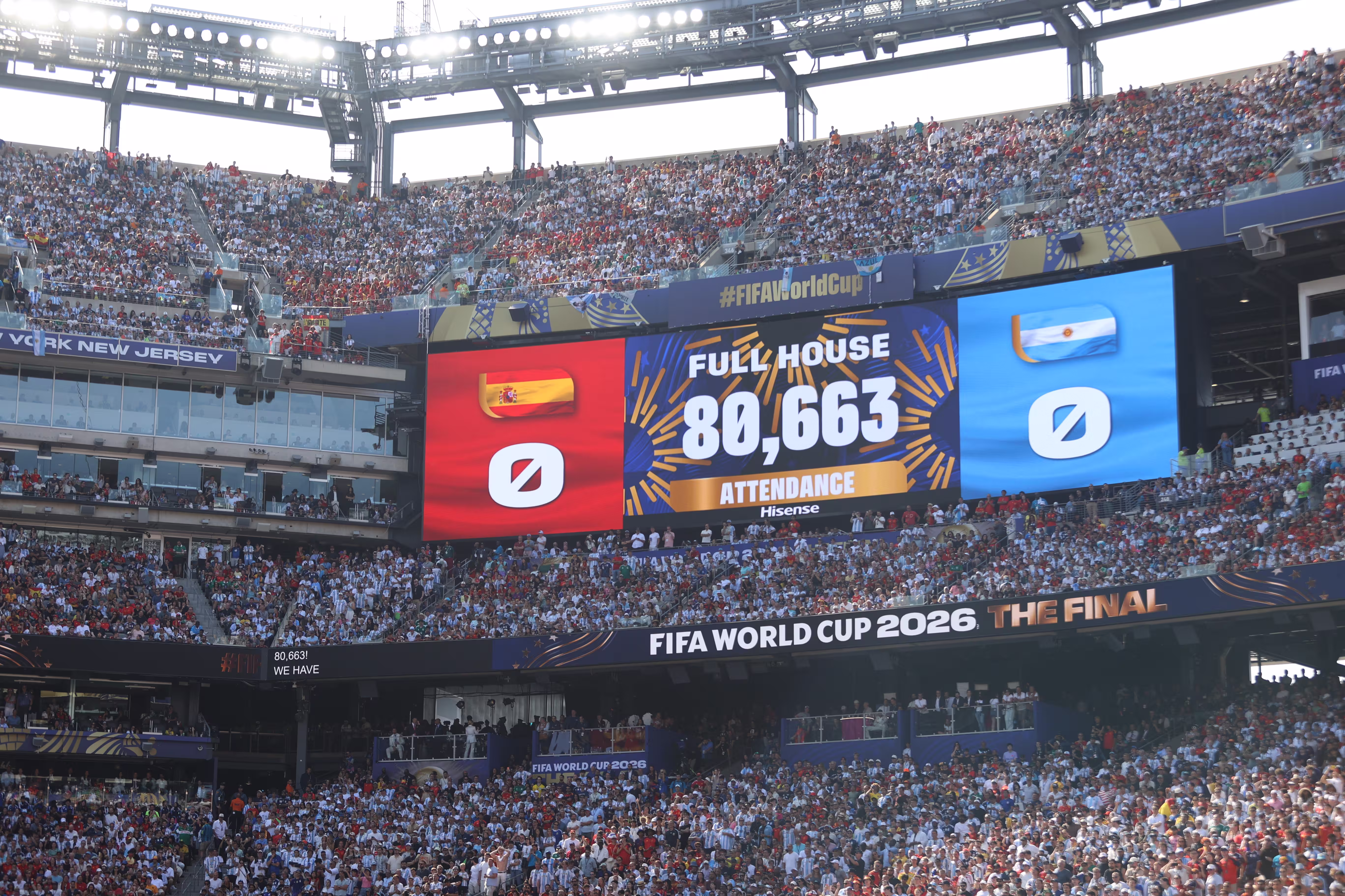 Players in action during the World Cup final at MetLife Stadium